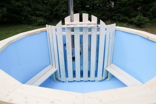 Wooden hot tub stove fence